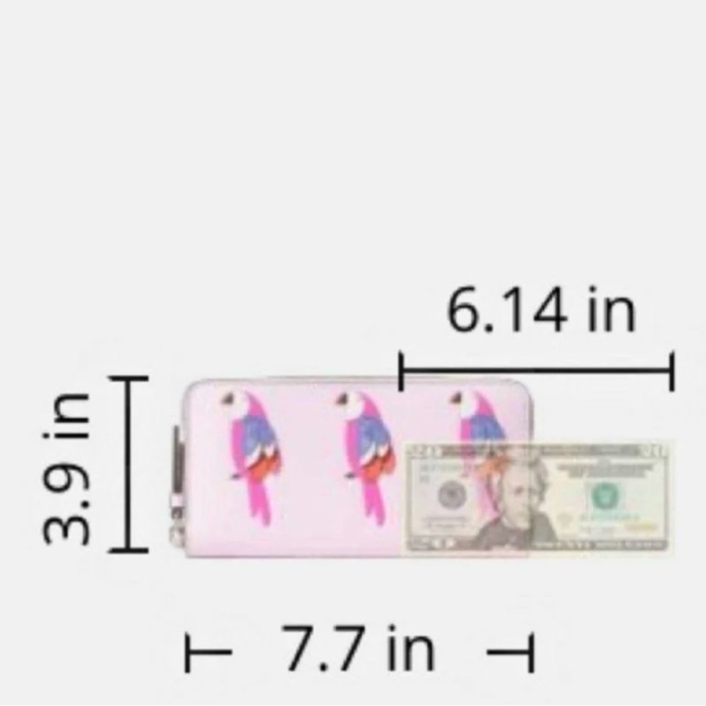 Kate Spade Pink Parrot Flock Party Large Continental Zip Around Wallet - Picture 5 of 14